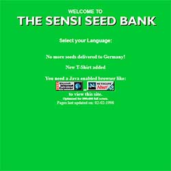 photo of Old Sensi Seed website